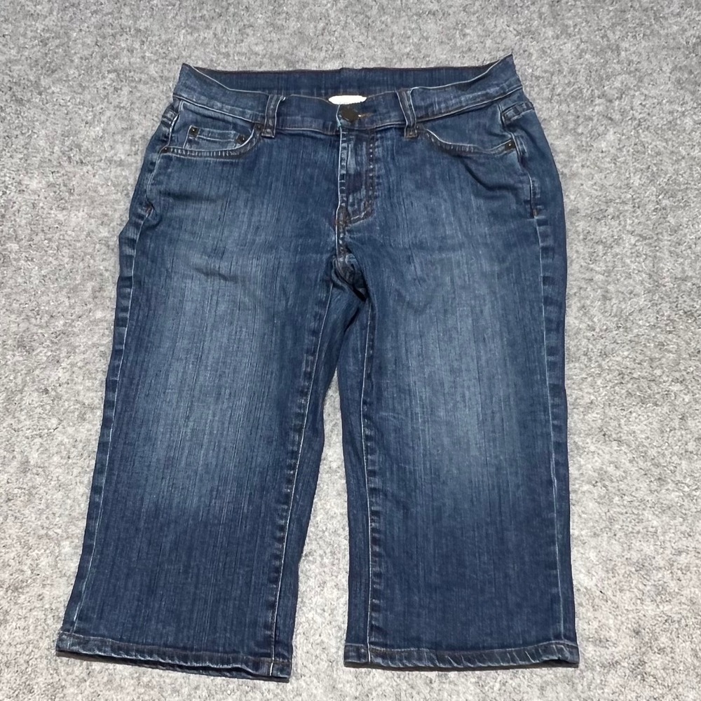 Garnet Hill Womens Dark Wash Denim Capri Jeans Petite Size 02P Stretch
